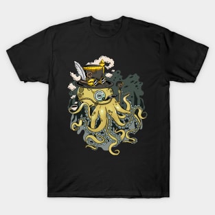 Enigmatic Tinkerer: Steampunk Octopus T-Shirt